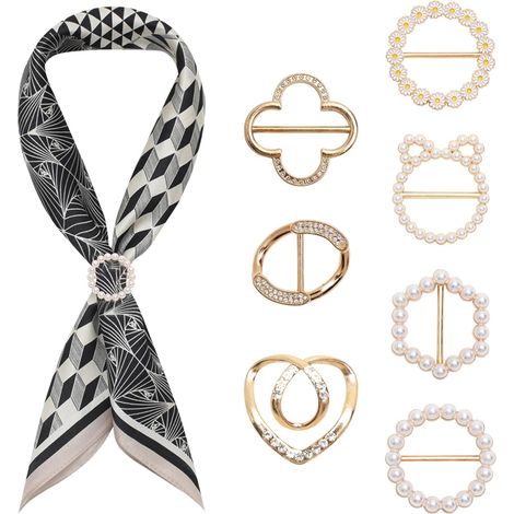 7-Piece Scarf Buckle Set, Elegant Women's Brooch for Clothing, Scarf Ring, T-shirt Clip, Used to Tighten T-shirt Hems and Alter Size (1/5)