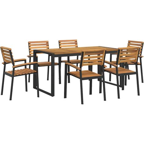 Maison Exclusive - Set Pranzo da Giardino 7 pz Legno Massello di Acacia e Metallo (1/5)