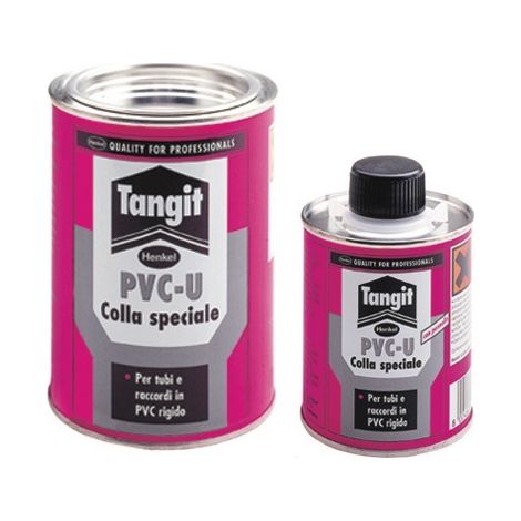 Tangit PVC-U, Adesivo per Giunzioni di Tubi e Raccordi in PVC Rigido, Ideale per Assemblaggio Sotto Pressione, Grondaie, Condutture di Cavi, ABS, Latta da 500g (1/10)