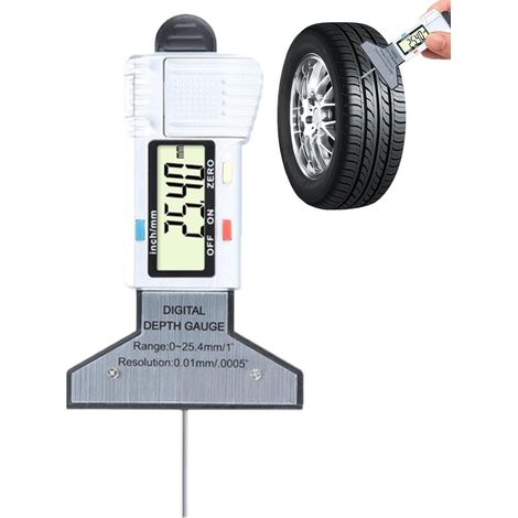 Trépose De Bande De Roulement Pour Pneus, Manomètre De Profondeur De Bande De Roulement De Pneu Jauge Numérique 0-25,4 Mm De Mesure De La Profondeur Électronique Misur (1/5)