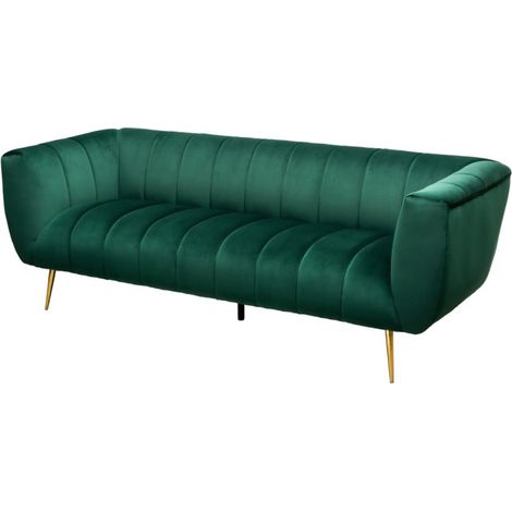 Sofa NORA in Smaragdgrün – Schickes Samtsofa mit Metallfüßen