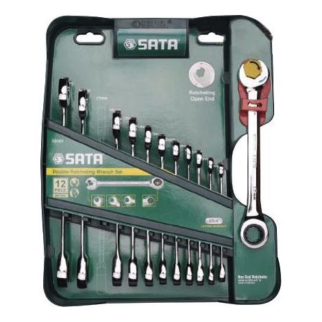 SET DI CHIAVI COMBINATE A DOPPIO CRICCHETTO SATA 12 pz.