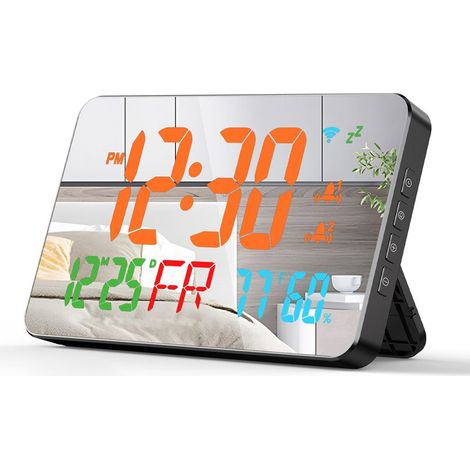 Horloge connectée Tuya WiFi, calendrier température humidité, affichage LED, auto-calibration, 4 niveaux luminosité, alerte température via appli (1/5)