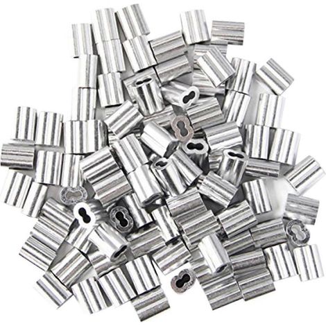 Manchon de sertissage en aluminium 600X, adapté aux câbles et fils d'acier d'un diamètre de 2 mm. (1/4)