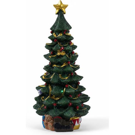 Porzellan Weihnachtsbaum dekoriert zum Hinstellen - 25 cm - Keramik Tannenbaum Deko Aufsteller - Christbaum