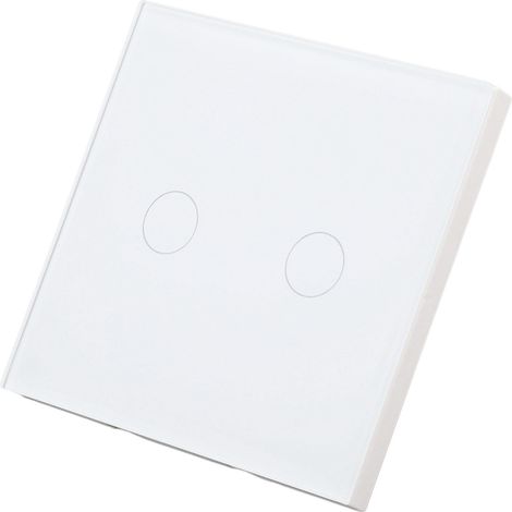 Interrupteur mural double avec indicateur, panneau en verre trempé, écran tactile, 110-240 V CA, blanc (1/5)