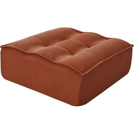 Pouf en velours côtelé 80 x 75 x 32 cm terracotta - Lizy (1/5)