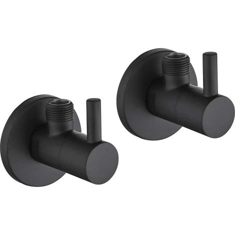 COPPIA DI RUBINETTI SOTTOLAVABO TONDI NERO OPACO 1/2" x 3/8"