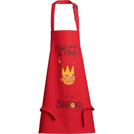Tablier de cuisine pour enfant motif Les Roi Chef coloris rouge 52 x 63 cm - PANGIVO