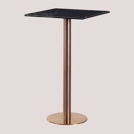 SKLUM Hoher quadratischer Bartisch aus Marmor (60x60 cm) Cosmopolitan           Roségold           Schwarzer Marmor             