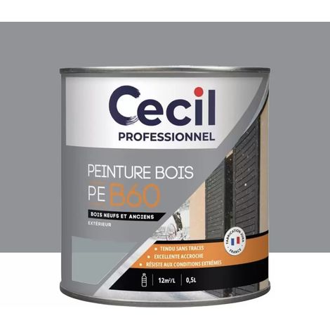 Peinture Bois Glycéro Cécil Professionnel PEB60 Gris Galet Satin 0,5 L (1/2)