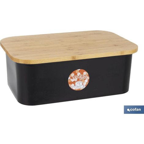 Boîte à pain avec couvercle en bambou, 36 x 24 x 13 cm, capacité de 6,5 litres, design élégant. (1/4)