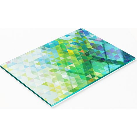 Küchenbrett aus gehärtetem Glas mit abstraktem Dreiecksmuster, 80 x 52 cm (1/5)