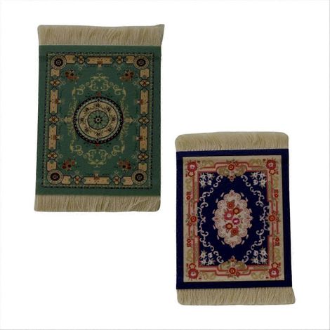 Mini dessous de verre persans tissés, tapis bleu-vert (1/5)