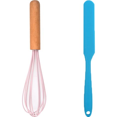 Ustensiles De Cuisine - Set 2 Pièces Silicone Et Bois - Résistant Chaleur Et Rayures - Pour Casseroles Antiadhésives - Lot De 2 (1/5)