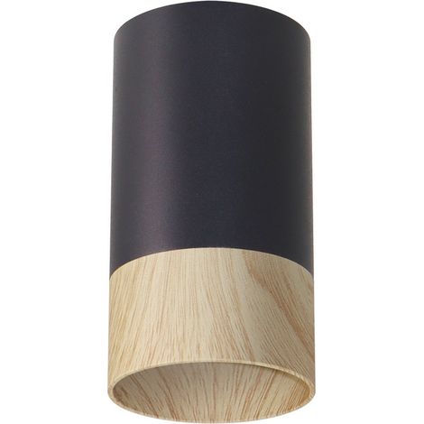 Faretto soffitto tondo Ø5,5 nero legno GU10 15W Conti (1/2)