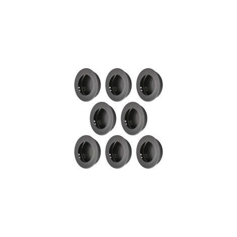 Juego de 8 tiradores redondos empotrados de acero inoxidable para puertas correderas de cocina (negro) - Crezuo