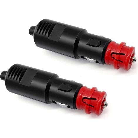 Vtizikl Lot de 2 prises allume-cigare 12V/24V, fiche universelle avec fusible 8A, compatible voiture, camion, bateau, moto