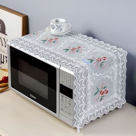 White A piece of microwave oven protective cover, lace microwave oven protective cover (1/4)