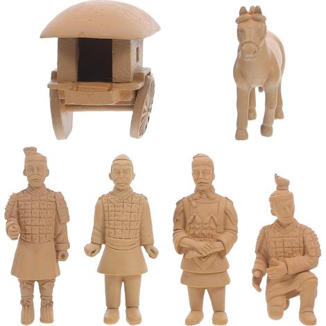 6pcs High-Fidelity PVC Terracotta Warrior Figurines and Horse Sculptures for Office Decoration and History Enthusiast Collections (1/5)