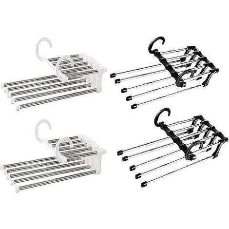 Cintre à pantalons, lot de 4 cintres gain de place, cintres magiques pliables en acier inoxydable, cintres de voyage, supports pour pantalons, robes, cravates et serviettes (1/5)