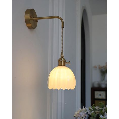 Wandleuchte für den Innenbereich, weißer Schirm, Glas-Wandleuchte, Dec-Blumenform, Wandbeleuchtung für Badezimmer, Wohnzimmer, Schlafzimmer