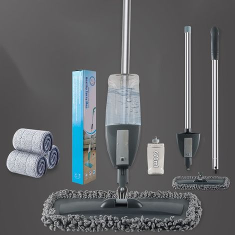 Balai à franges à vaporiser, nettoyage mains libres, balai plat double usage (sec et humide), chiffon de nettoyage pour la maison, balai à franges facile à utiliser pour les sols en bois (1/5)