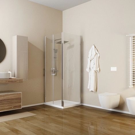 Box doccia 2 lati Adige 80 x 80 x h 195 cm Silqua by Mobo trasparente spess. 6 mm