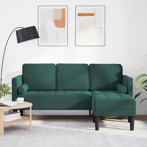 Ecksofa L-Form Dunkelgrün 173cm Samt Wasserdicht 4-Sitzer Outdoor (1/5)