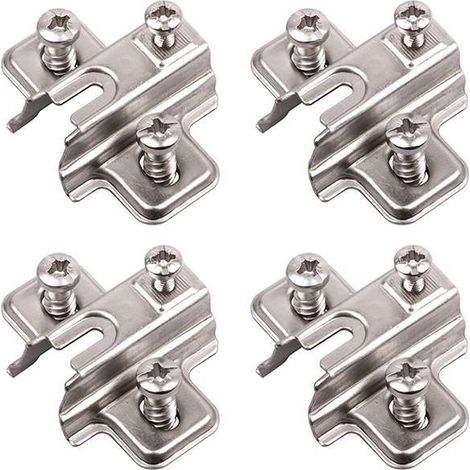 4x Embase cruciforme à visser pour charnière en croix à coulisser Porte Meuble Placard Cuisine Salle de bain Caisson Fixation Ajustable Réglable Ouverture Fermeture, 0mm avec vis euro (1/2)