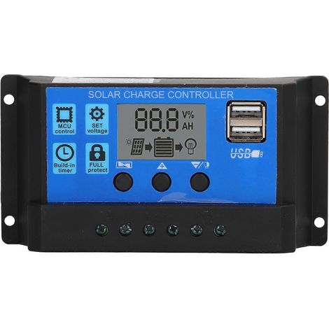Solar-Laderegler mit LCD-Display, PWM-Steuerung, 10 A, 12 V, 24 V, automatische Spannungserkennung