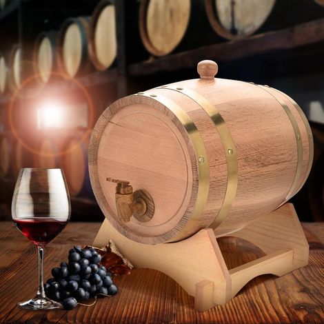 Sjlerst – Tonneau en bois de chêne vintage 5L – Stockage pour vin, whisky, rhum, brandy, tequila – Excellente étanchéité – Couvercle en MDF (1/5)
