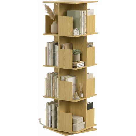 Bibliothèque Rotative 360° à 4 Niveaux 39 x 39 x 128,3 cm Chêne (1/5)