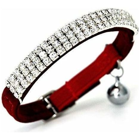 Collier réglable en velours doux avec un chat sécurisé avec des cloches, 11 pouces pour petits chiens et chats (1/5)