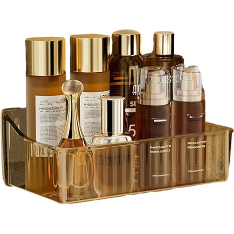 Boîte de rangement adhésive murale sans perçage pour salle de bain, garde-manger, cuisine, buanderie, cellier, intérieur de porte de placard - Transparent, marron transparent (1/5)