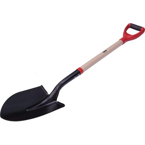 Pelle de jardin ronde Pelle avec lame en acier et poignée en bois pour creuser et enlever la terre Outils pour jardin et jardinage en finition rouge noir Dimensions 110 cm (1/5)
