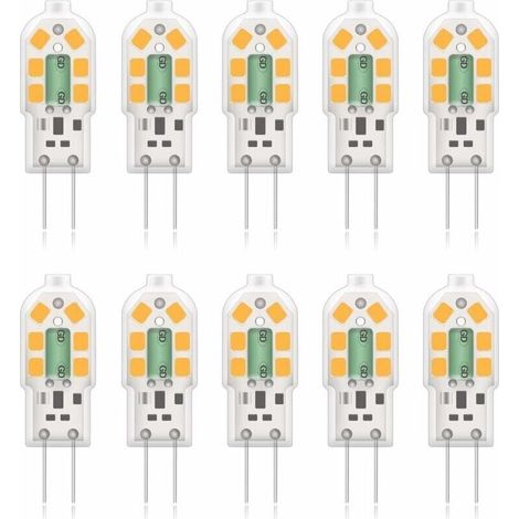 G4 2W LED Ampoule, 20W Ampoules Halognes quivalentes, Blanc Chaud 3000K,200Lm,12x SMD,12V AC/DC - Pack de 10 [Classe nergtique A+] (1/5)