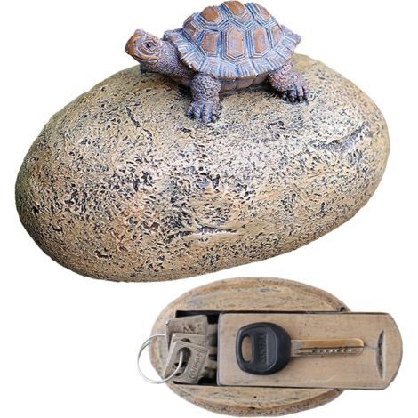 BUNTHAUS Faux Rock Cachette de Clé Décoration Coffre fort Support pour Extérieur Cour Jardin Extérieur Grande Taille Design Cachette Clé de rechange Boîte de serrure Tortue (1/5)