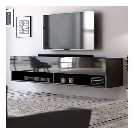 Meuble TV à suspendre – Chêne – 140x32,8x31 cm – Compartiment fermé – Installation murale – Charge max 20 kg – Vivaldi (1/6)