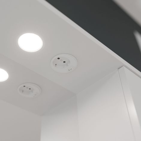 Kiamami Valentina – Ensemble meuble salle de bain 105 cm – Lavabo céramique – Miroir avec éclairage LED – 2 portes et 3 tiroirs – Blanc brillant — vue 4