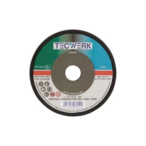 Disco  de  corte  D115x1mm  recto  STA/STE  Agujero  22,23mm  TECWERK (1/2)