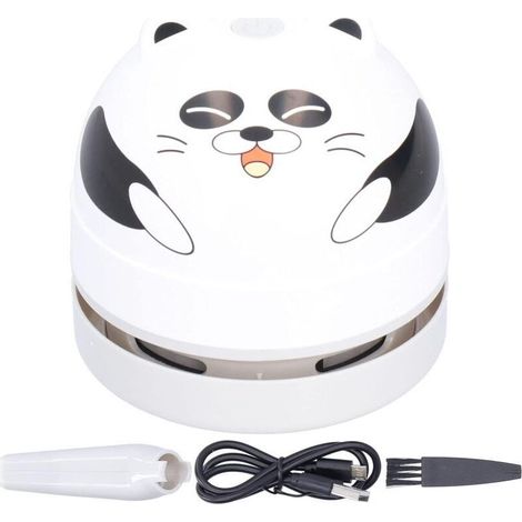 aspirateur de bureau de conception animale mignon mini balayeuse de poussiere de table de charge usb avec clavier de conception rotatif a 360 sans fil pour bureau a domicilepanda (1/5)