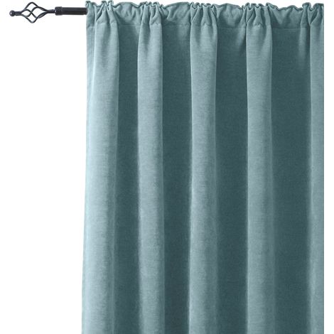 Rosnek Rideaux Occultants en Chenille 510GSM 132x213cm Bleu Sarcelle - Lot de 2 Thermique (1/5)
