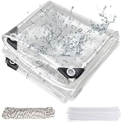 Bâche Transparente, 250G/㎡ PVC Baches ImperméAbles pour Exterieur BâChe Transparente avec œIllets Mobilier De Jardin, Voitures, Piscines, ImperméAble Et IndéChirable / 1x3M - 1×3M (1/5)