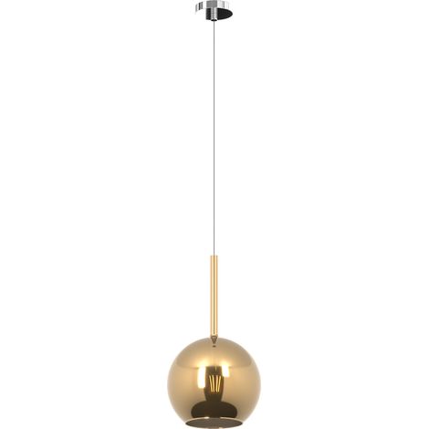 Sospensione Contemporanea Future Metallo Cromo Vetro Oro 1 Luce E27 D.20Cm