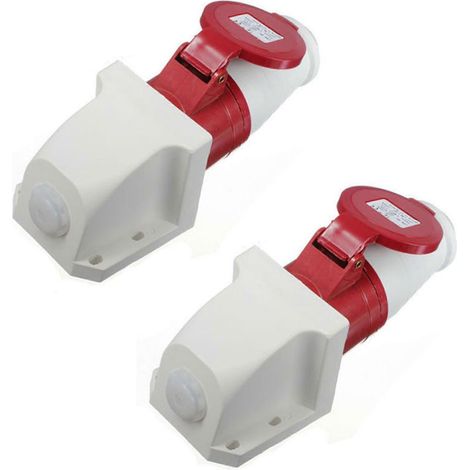 2 prises et fiches 5 broches 16 A, étanches IP44, triphasées, 380–415 V, 3P + N + terre, 16 A-JBMEDIA (1/4)