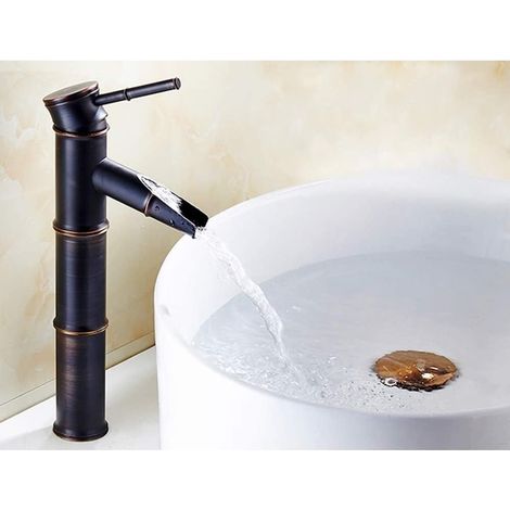 ZOLGINAH Robinet de Salle de bain, Robinet de Lavabo rétro en Bronze, Robinet monotrou d'eau Chaude et Froide, adapté pour un diamètre intérieur de 3.2cm au 4cm (1/4)