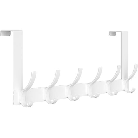 Türhaken mit 6 Haken, Hängeaccessoire für Studentenwohnheim-Badezimmer, 39,5 x 18 cm (1 Stück, Weiß) (1/5)