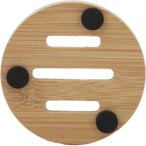 Porte-Savon - Rond - Bambou Naturel - Pour Salle De Bain Et Cuisine - 3 Pièces (1/4)