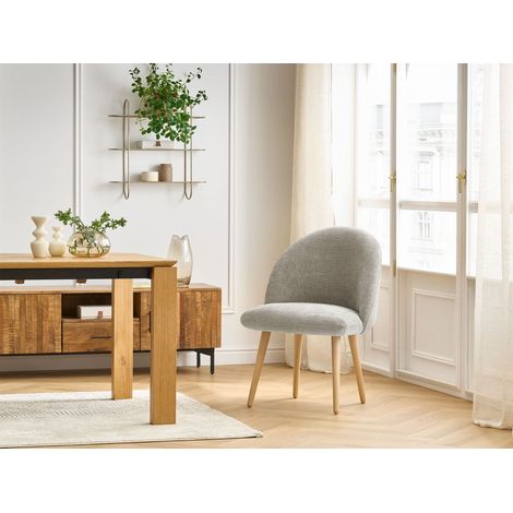 BOBOCHIC - Chaise LALIE tissu texturé et pieds scandinaves bois Beige (1/5)